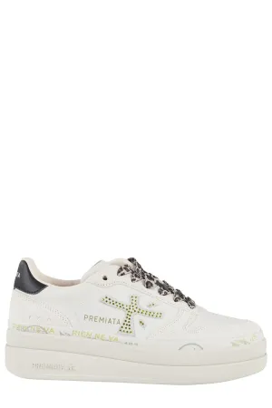 Animal Print Laces Ivory Leather And Suede Sneakers