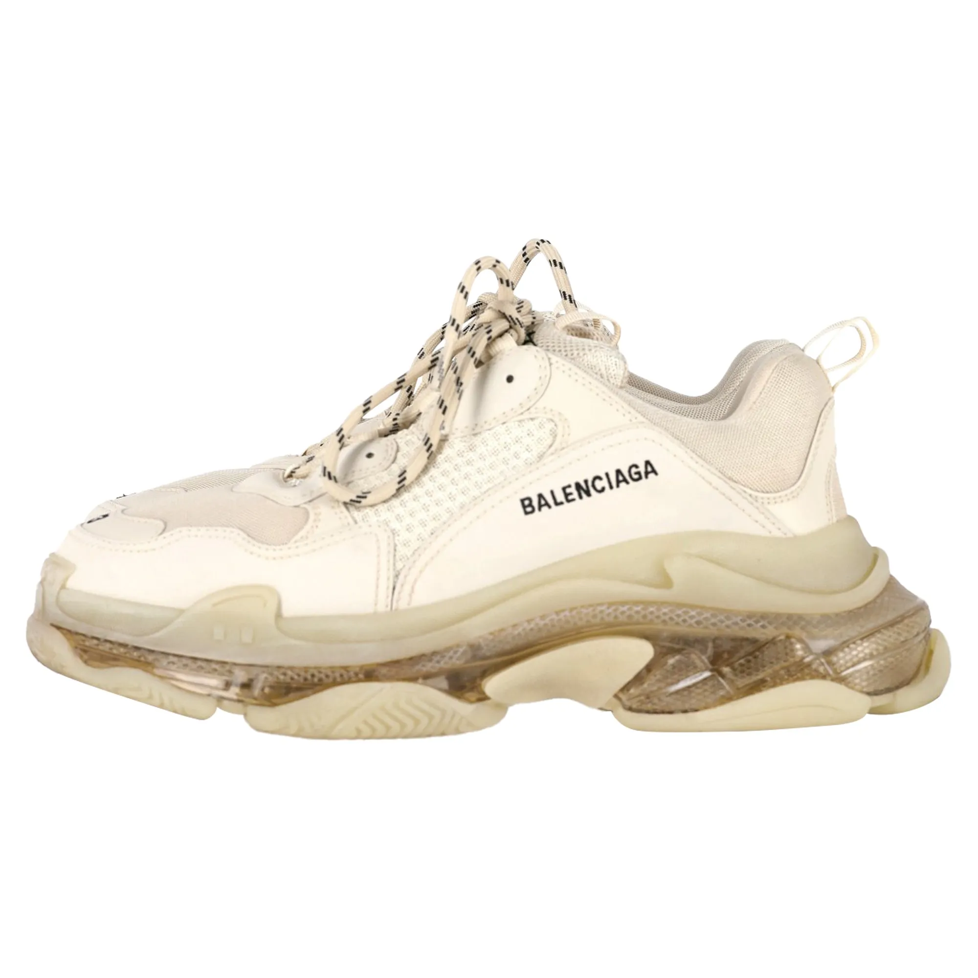 Balenciaga Triple S Clear Sole Sneakers in Off-White Polyester