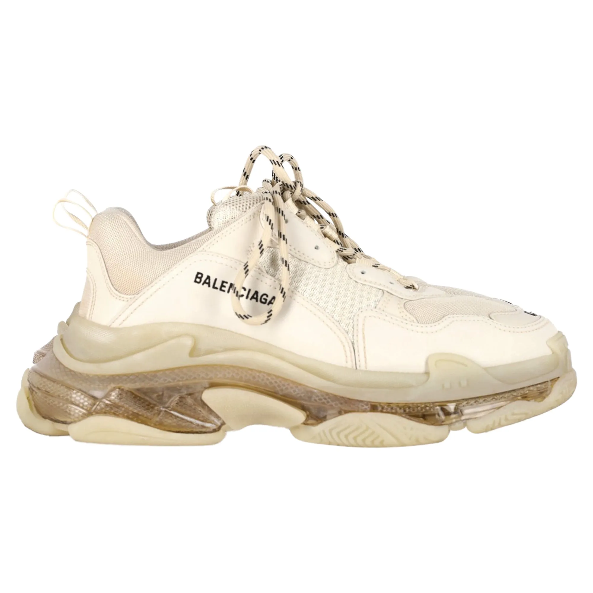 Balenciaga Triple S Clear Sole Sneakers in Off-White Polyester