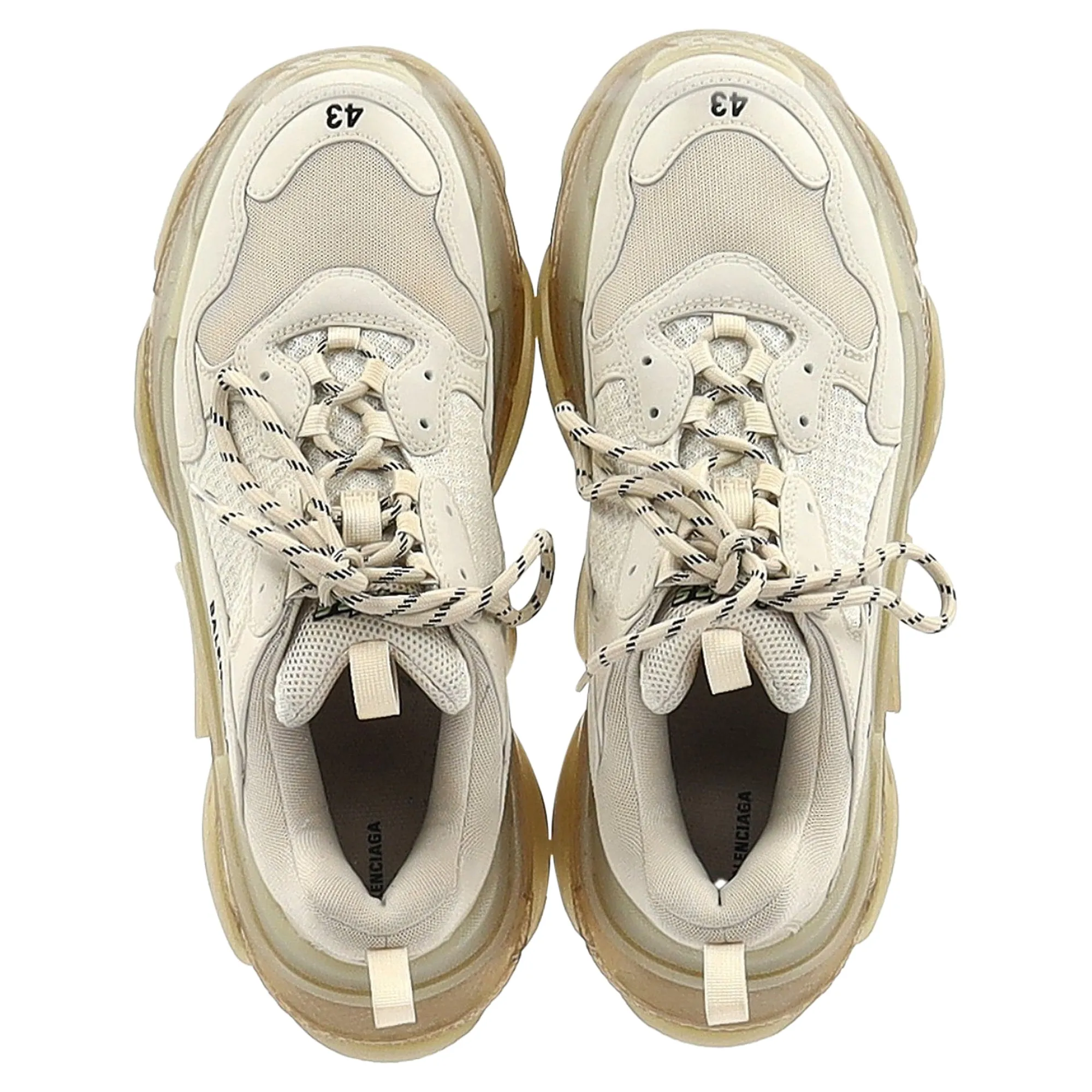 Balenciaga Triple S Clear Sole Sneakers in Off-White Polyester