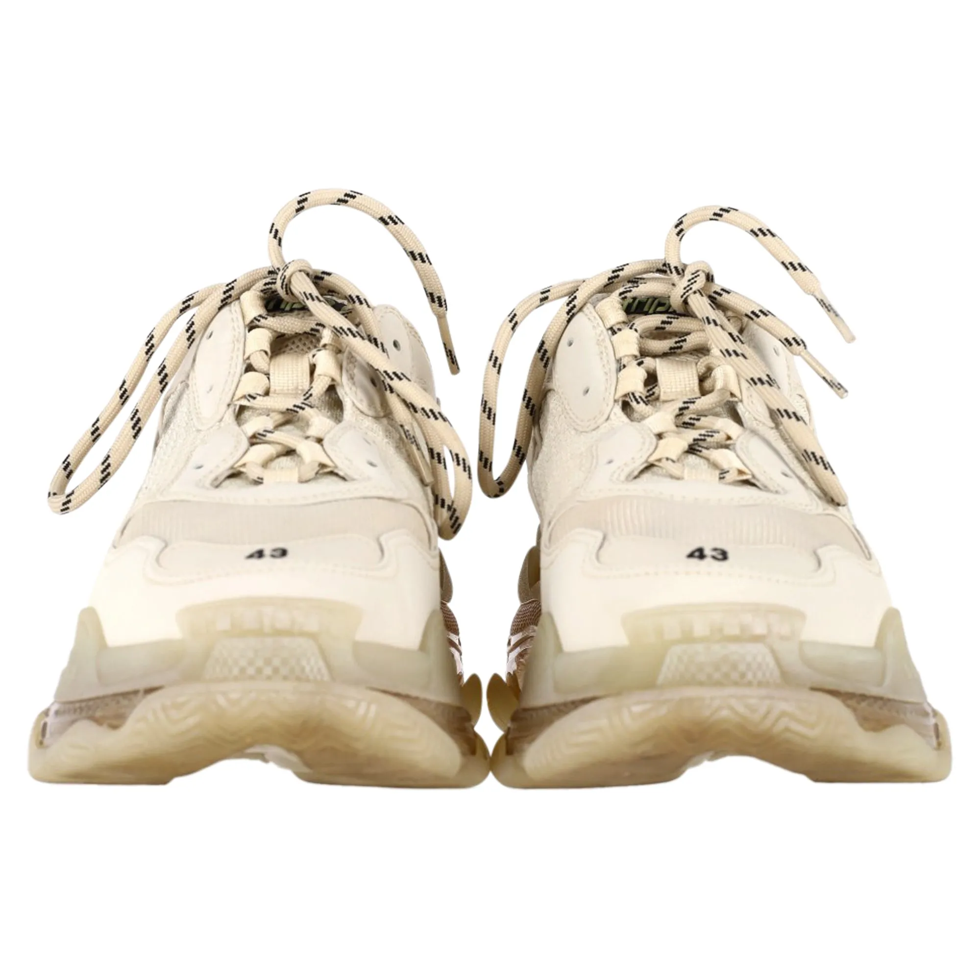 Balenciaga Triple S Clear Sole Sneakers in Off-White Polyester
