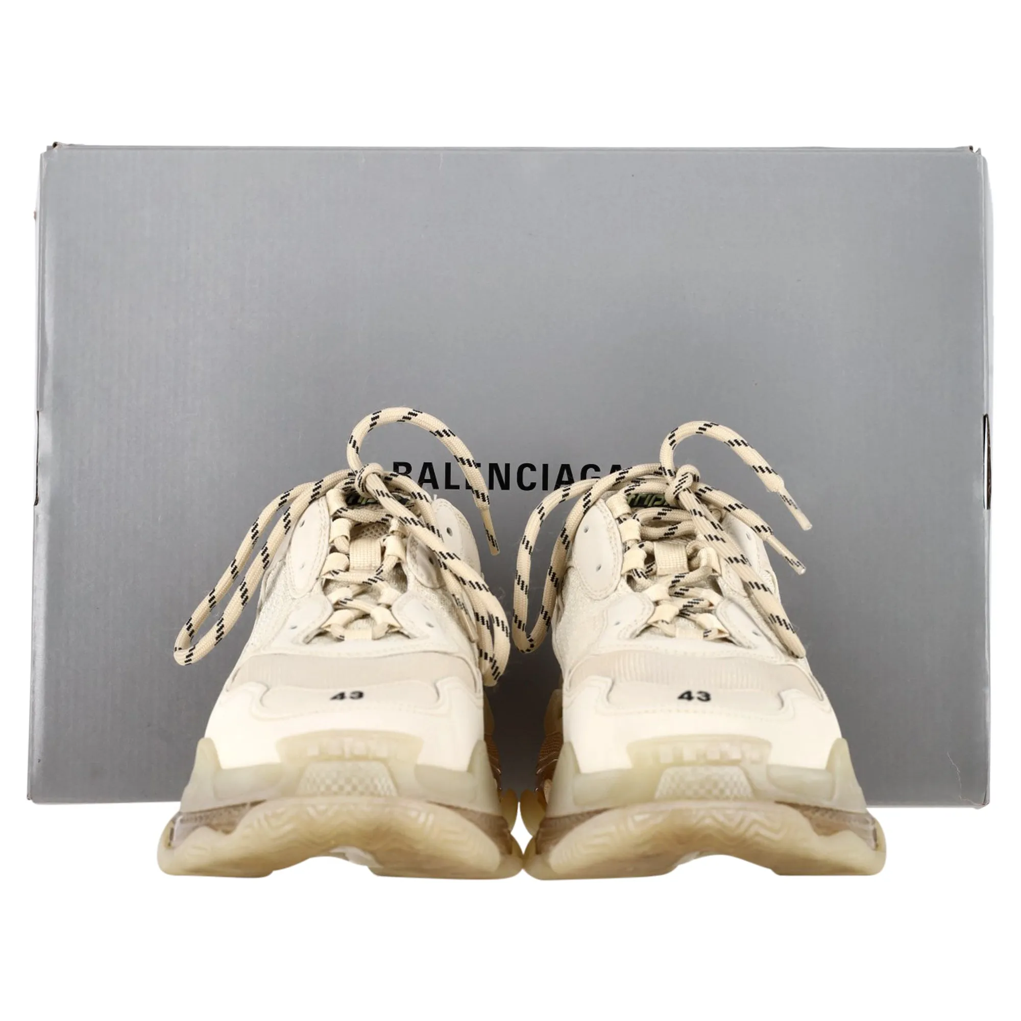 Balenciaga Triple S Clear Sole Sneakers in Off-White Polyester