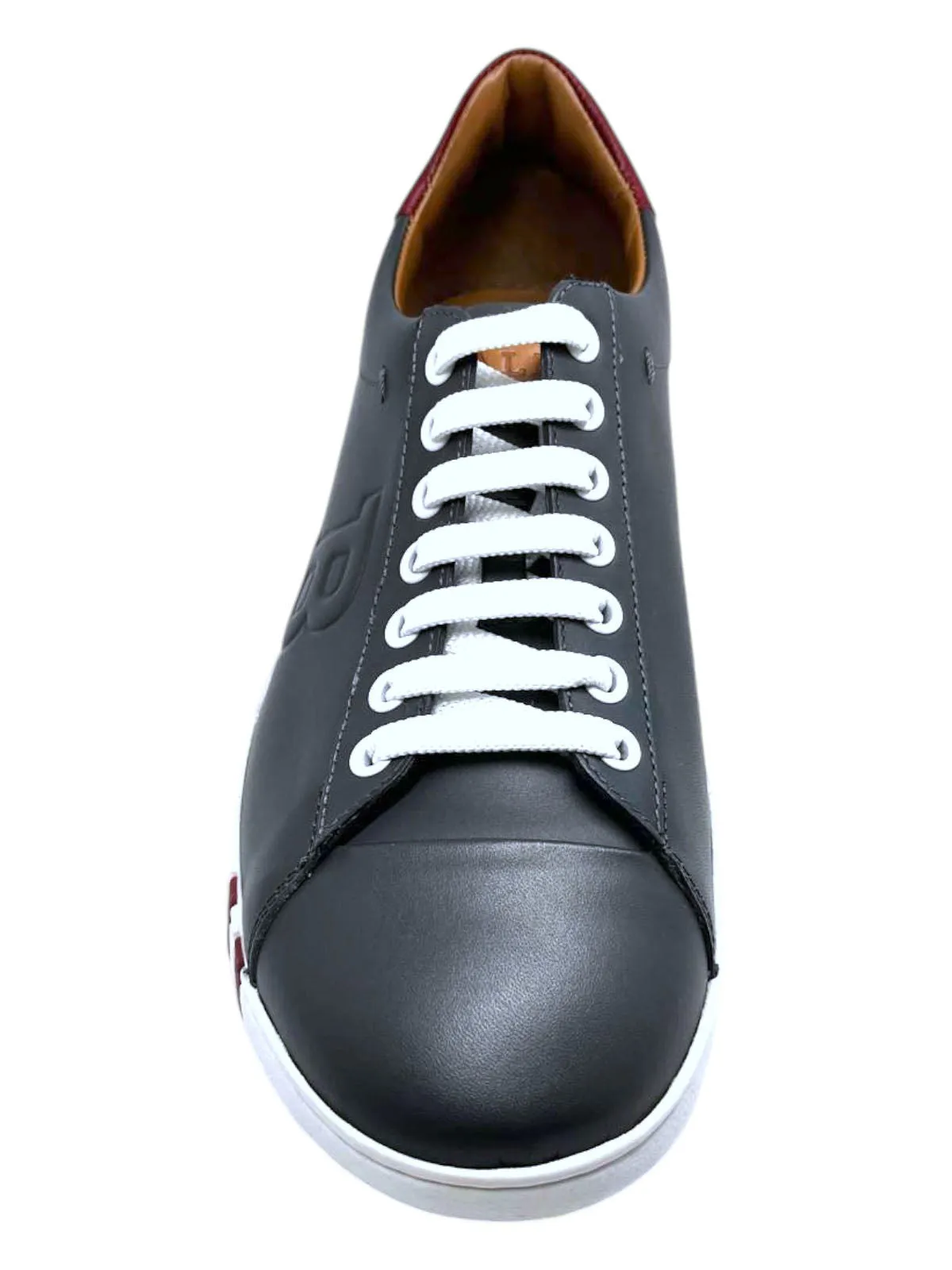 Bally Asher 6217401 Men's Dark Grey Calf Plain Leather Sneakers Size 6.5