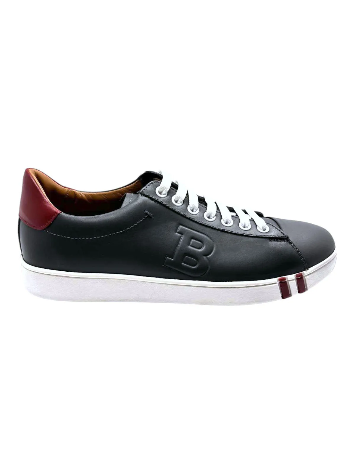 Bally Asher 6217401 Men's Dark Grey Calf Plain Leather Sneakers Size 6.5
