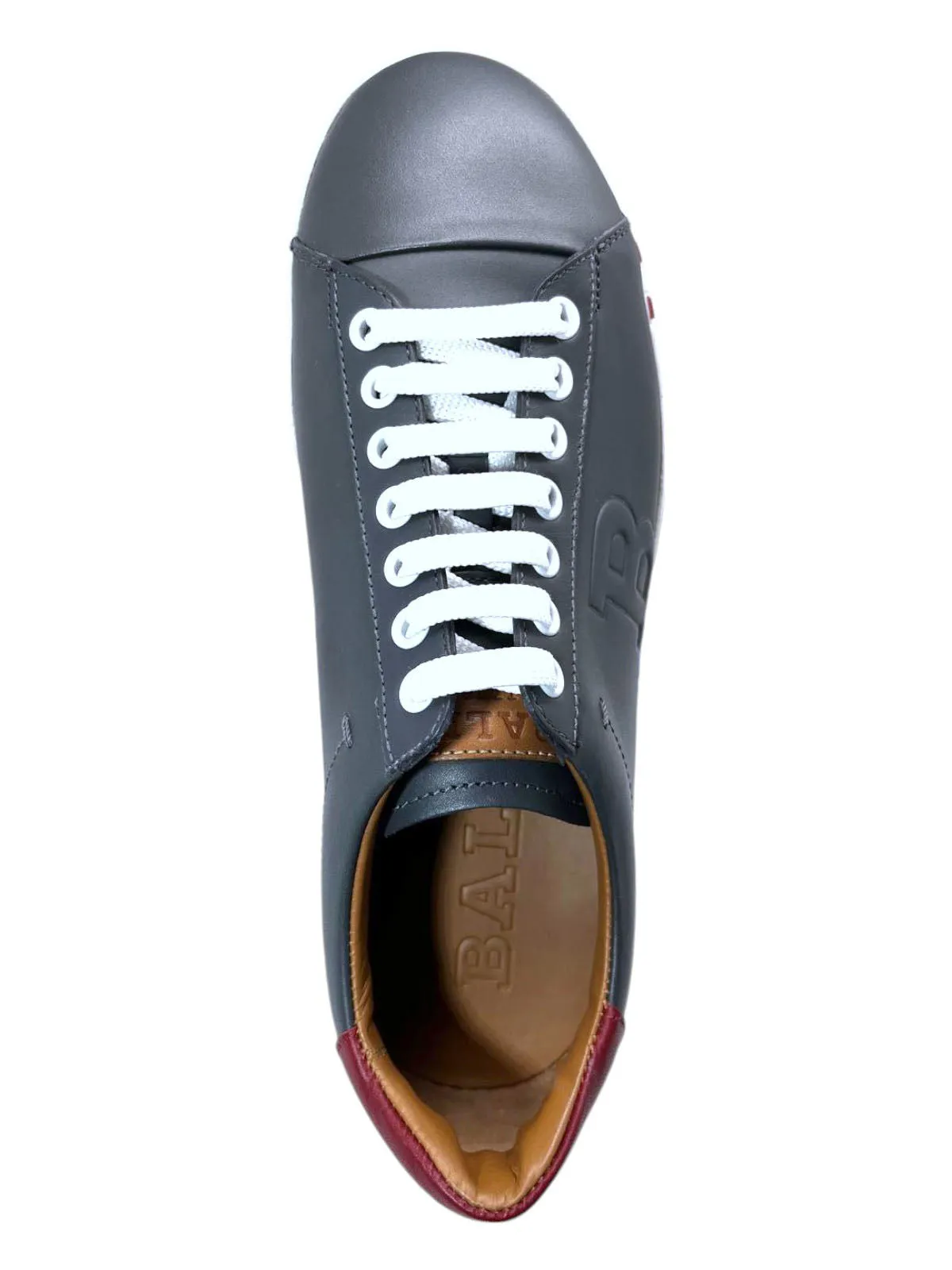 Bally Asher 6217401 Men's Dark Grey Calf Plain Leather Sneakers Size 6.5