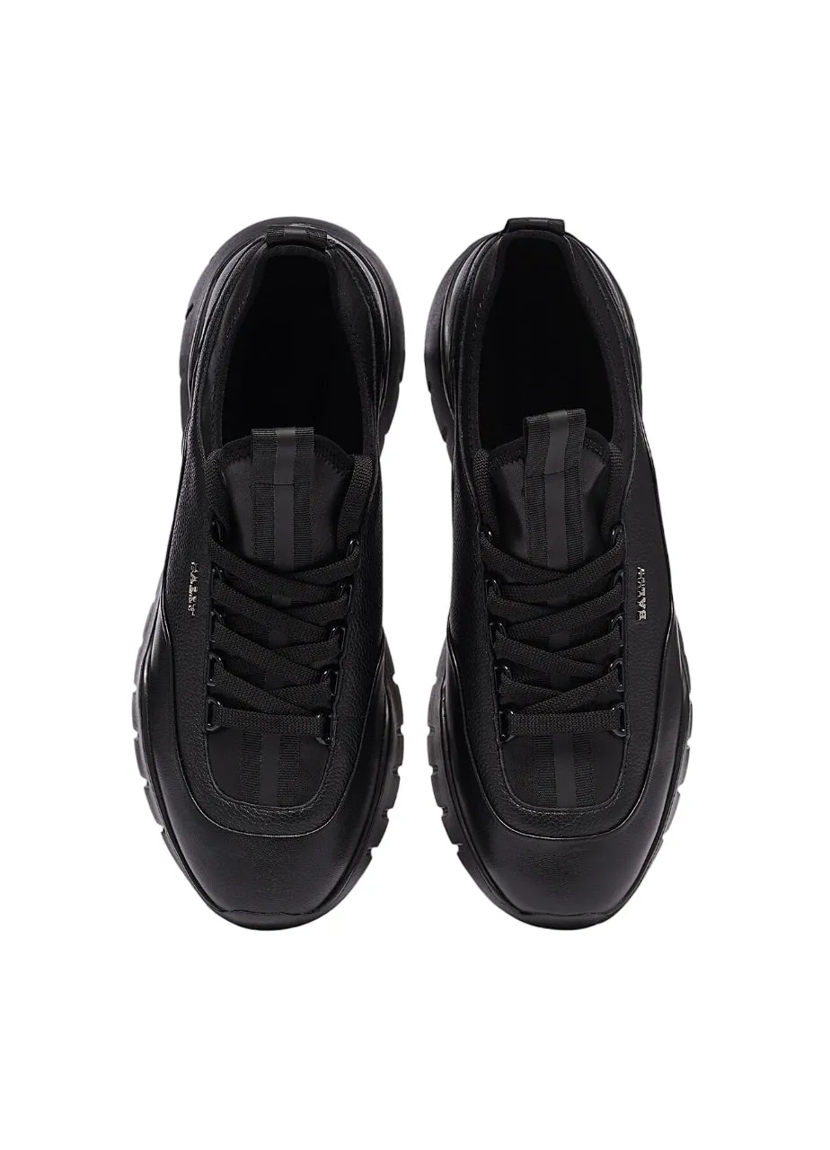 Bally Bikki 6234206 Men's Black Lamb Plain Leather Sneakers US 6