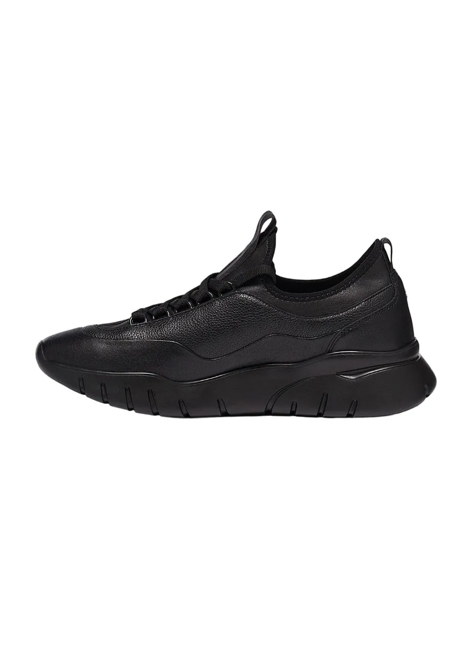 Bally Bikki 6234206 Men's Black Lamb Plain Leather Sneakers US 6