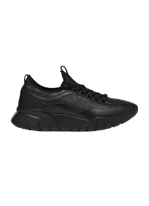 Bally Bikki 6234206 Men's Black Lamb Plain Leather Sneakers US 6