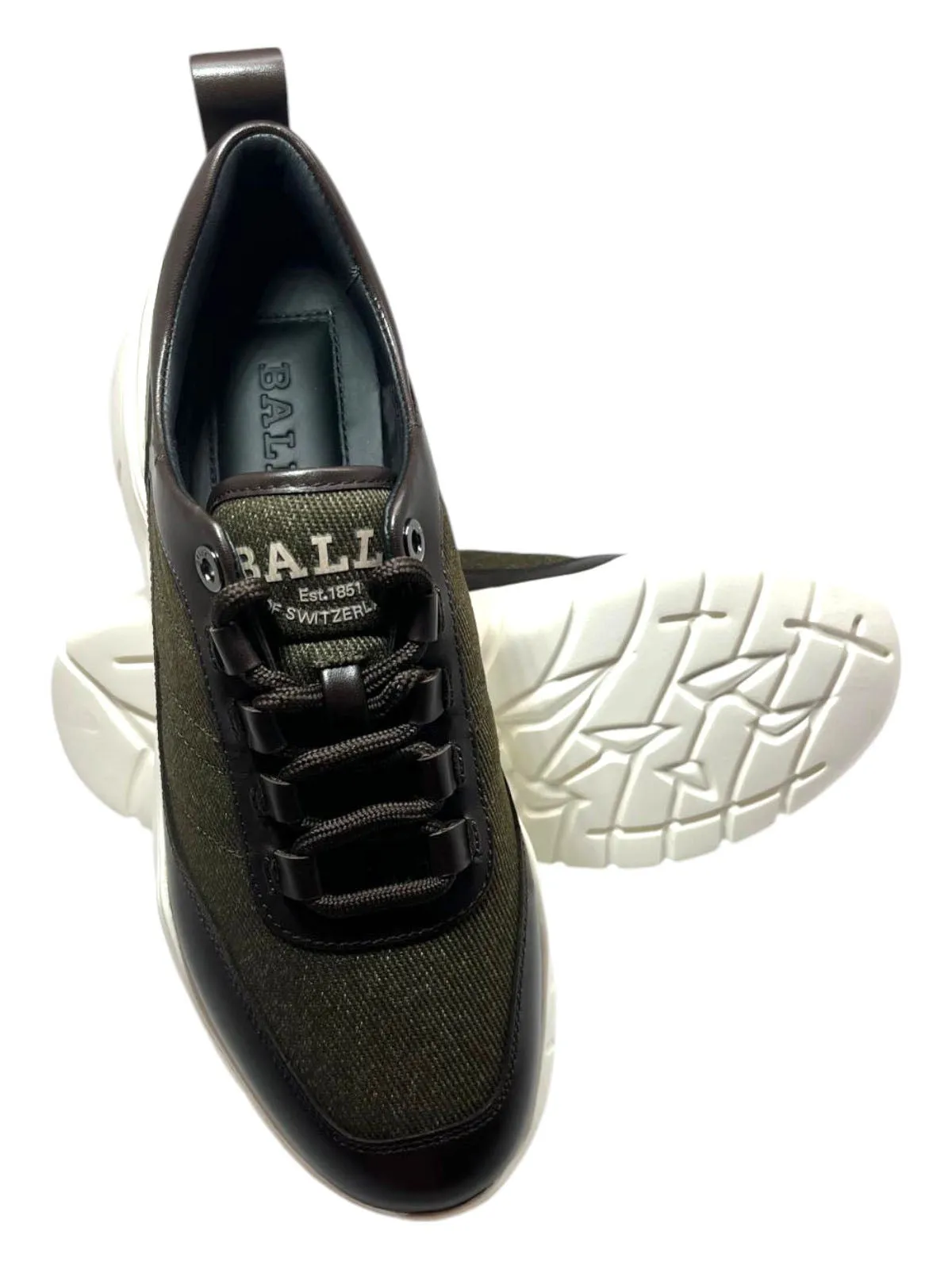 Bally Bredley 6239584 Men's Ebano Leather & Fabric Sneakers Size 7