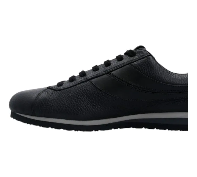 Bally Bredy 6231557 Men's Black Deer Grained Leather Sneakers