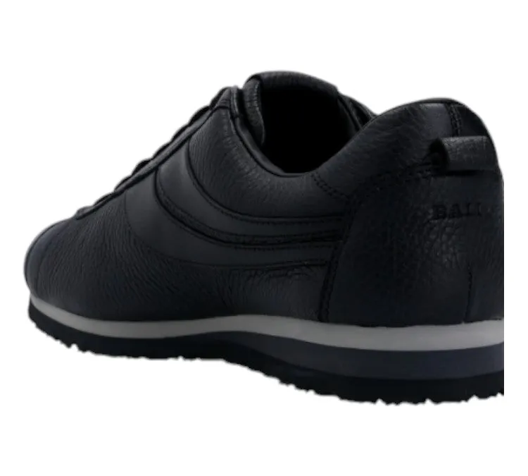 Bally Bredy 6231557 Men's Black Deer Grained Leather Sneakers