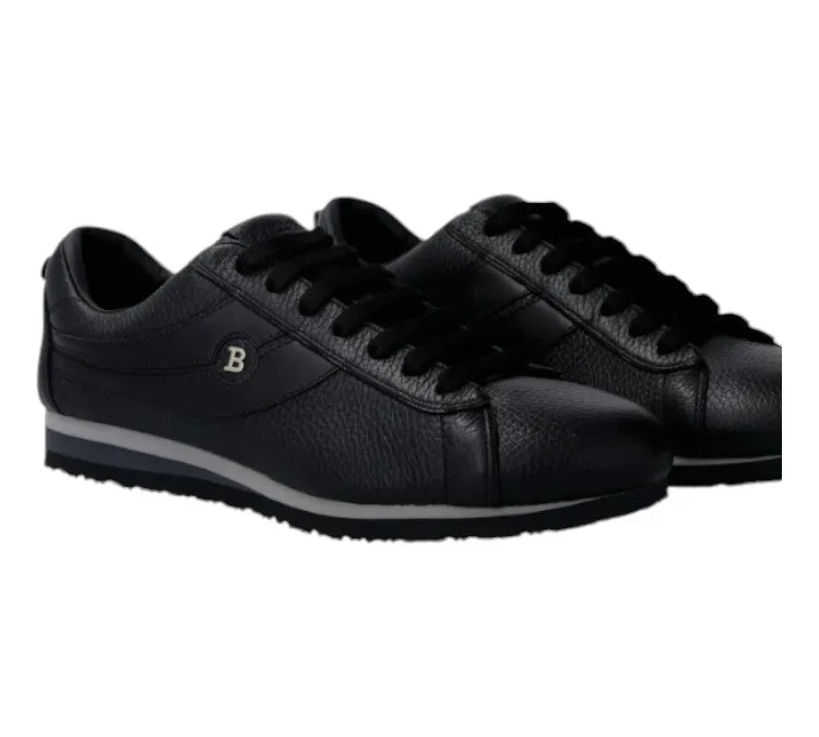 Bally Bredy 6231557 Men's Black Deer Grained Leather Sneakers