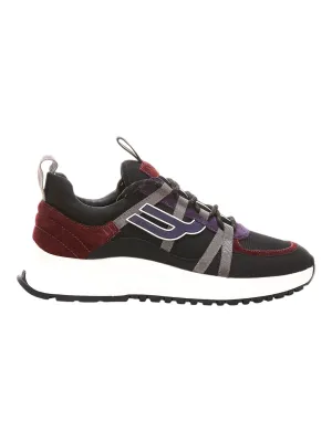 Bally Damon 6301541 Black & Heritage Red Suede Panel Low-Top Sneakers