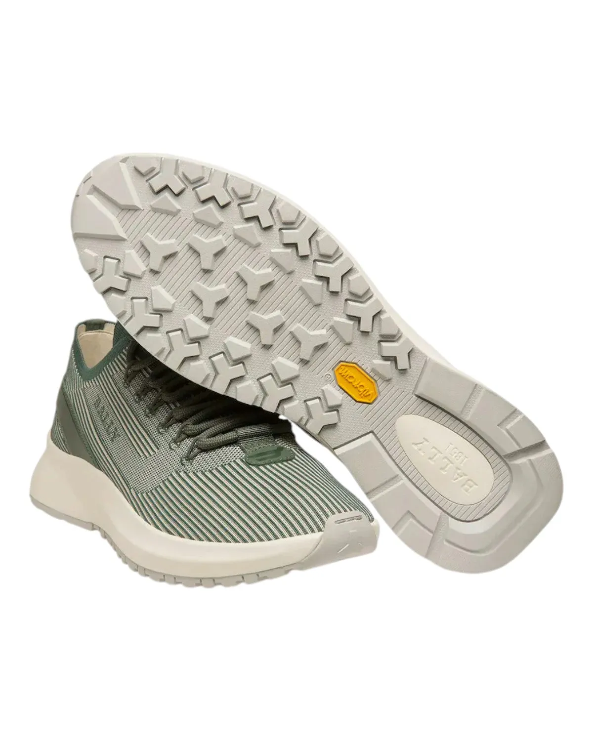 Bally Dean 6302848 Men's White/Sage Fabric & Leather Sneaker
