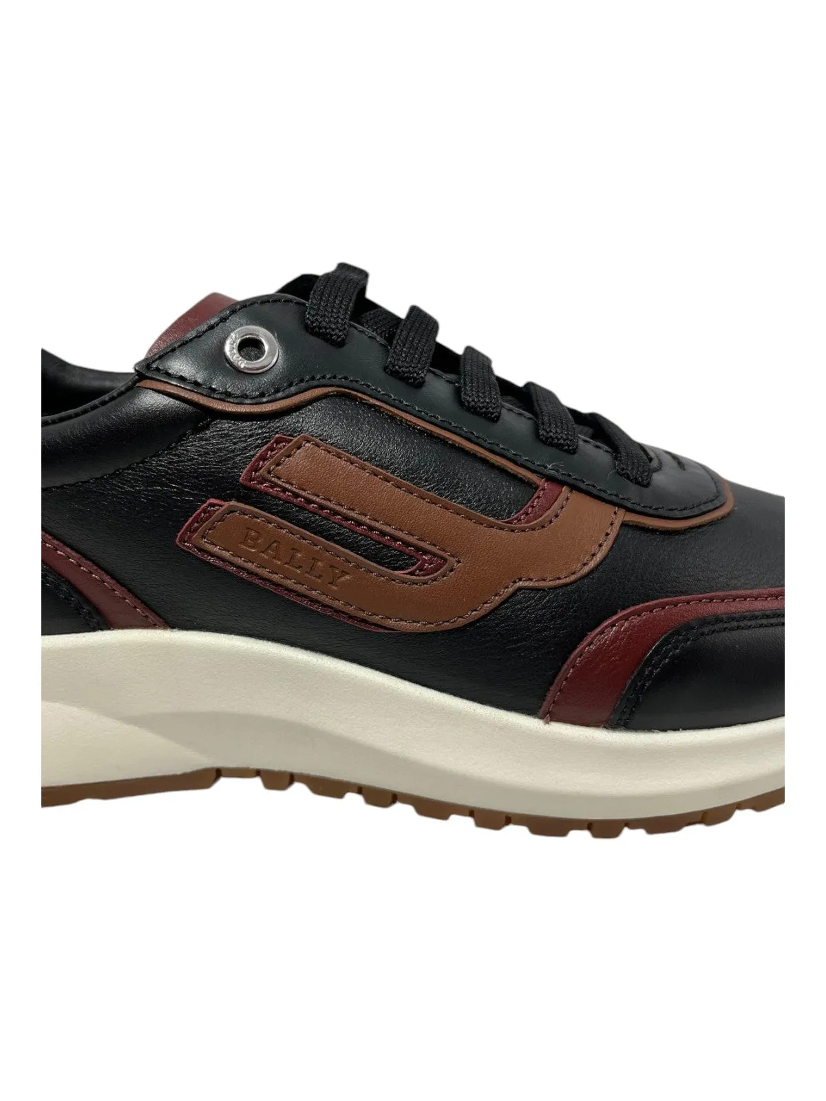 Bally Demmy 6301864 Men's Black/Heritage Red/Cuero Leather Sneakers