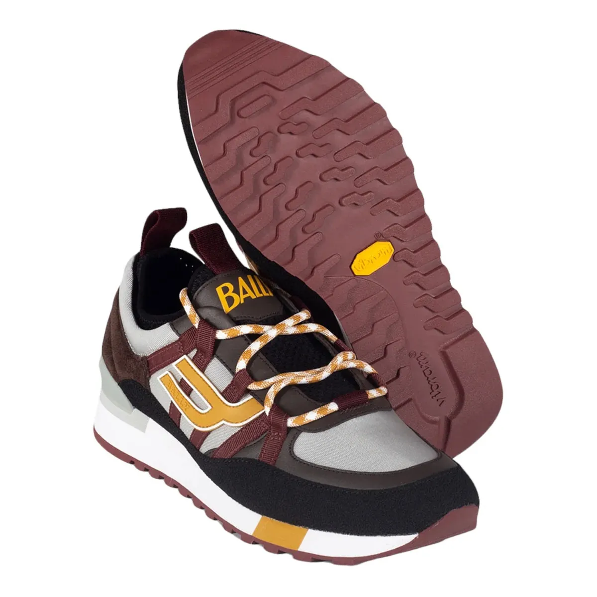 Bally Glick 6300602 Men's Black and Bruno Synthetic Rubber Sneakers