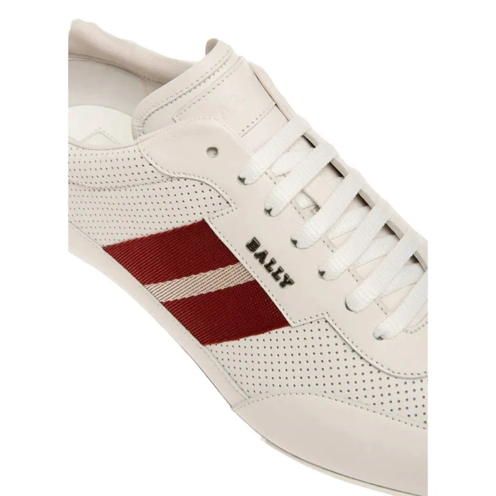 Bally Haldin 6238087 Men's White Calf Perforated Leather Sneakers