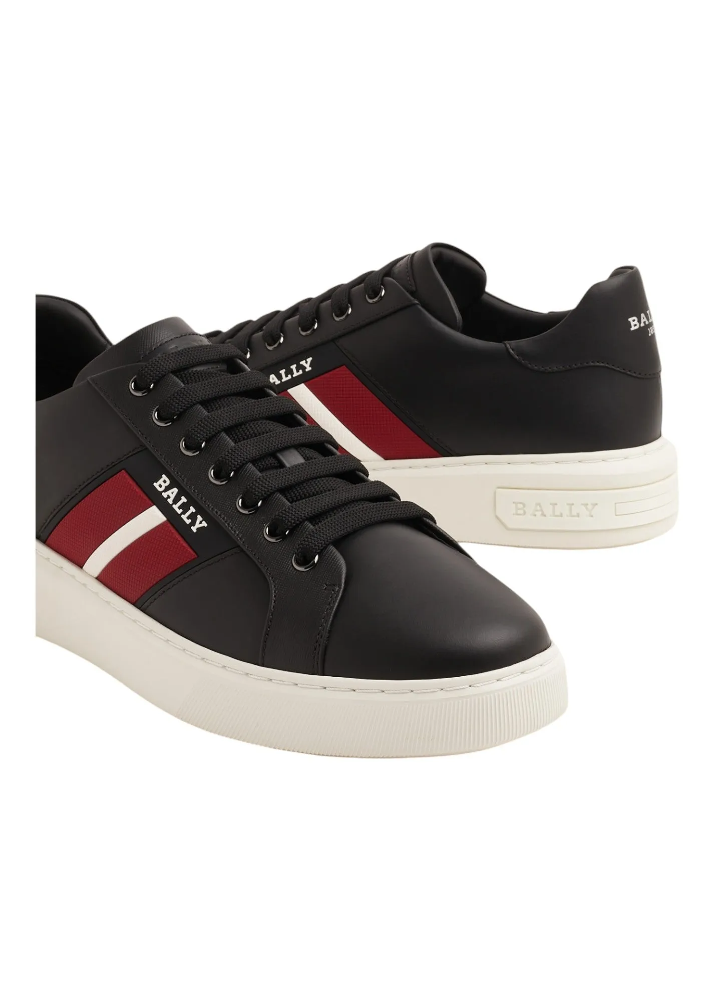 Bally Mylton 6239629 Black Calf Embossed Leather Sneakers