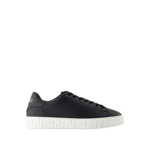 Black Calfskin Sneakers With Geometric Sole Design