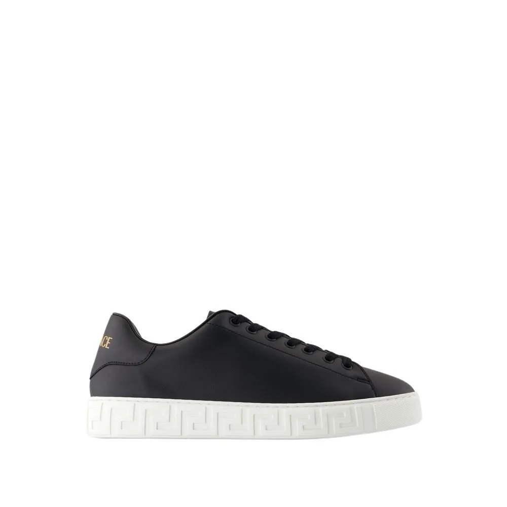 Black Calfskin Sneakers With Geometric Sole Design