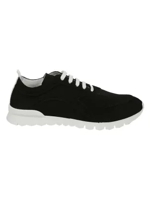 Black Cotton Blend Sneakers With White Detailing