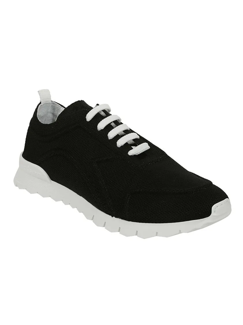 Black Cotton Blend Sneakers With White Detailing