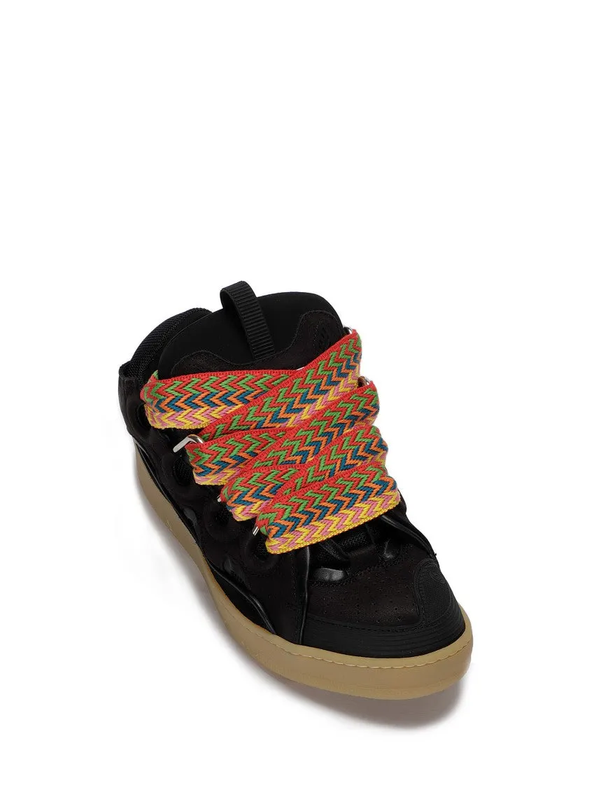 Black Curb Leather Sneakers