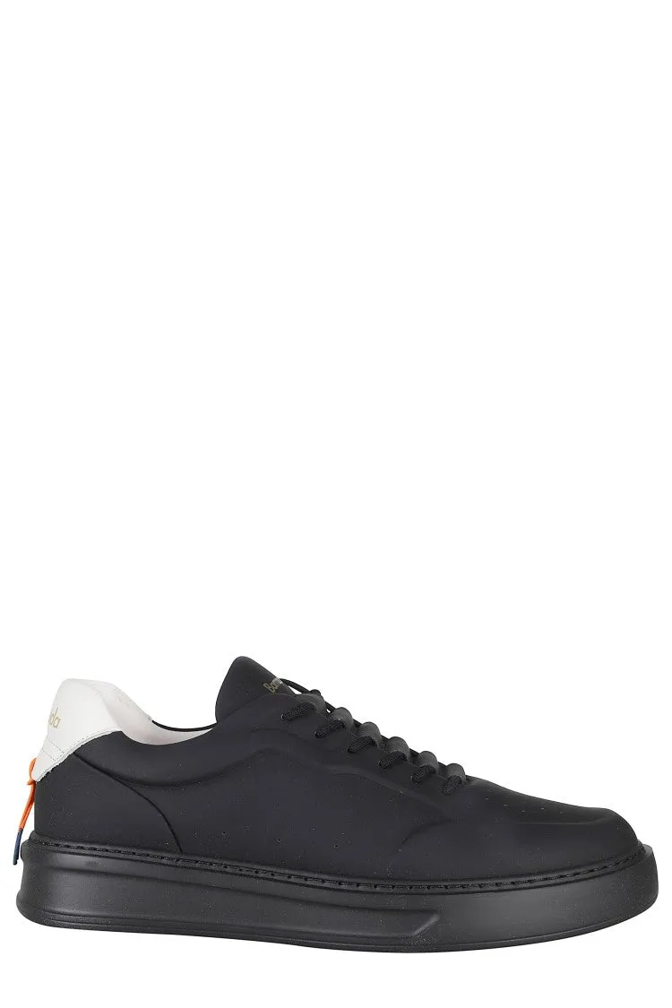 Black Leather Sneakers With Cushioned Sole