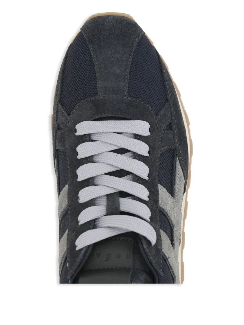 Black Sneakers With Textured Suede And Mesh Upper