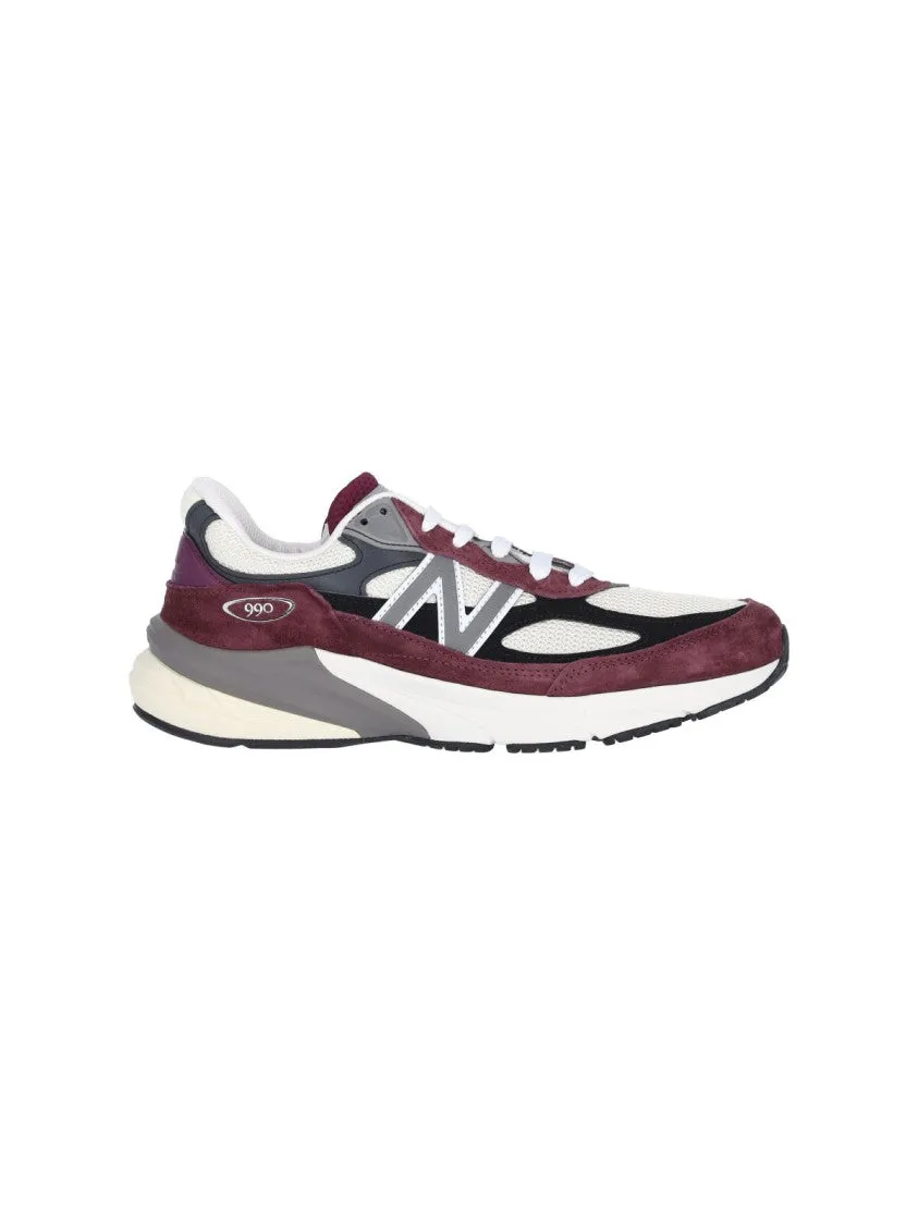 Bordeaux Suede And Mesh Sneakers With Iconic Logo