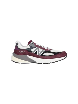 Bordeaux Suede And Mesh Sneakers With Iconic Logo