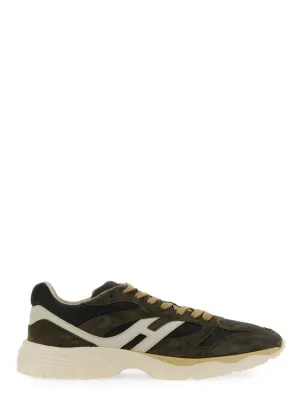 Calfskin And Suede Sneakers With Prominent Logo