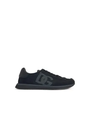 'Cushion' Black Leather Blend Sneakers