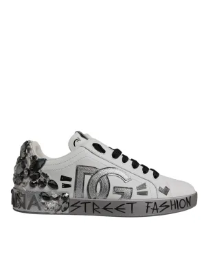 Dolce & Gabbana  Crystal Logo Portofino Sneakers Men's Shoes