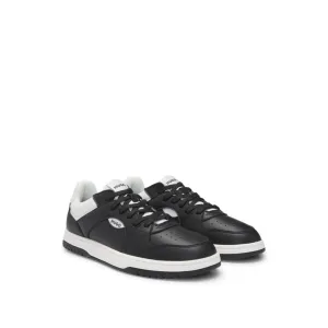 Faux-leather lace-up trainers with logo details