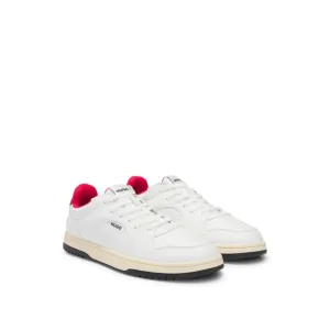 Faux-leather lace-up trainers with logo details