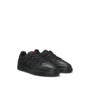 Faux-leather trainers with logo uppers