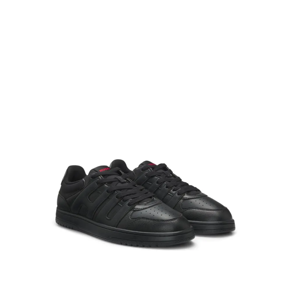 Faux-leather trainers with logo uppers