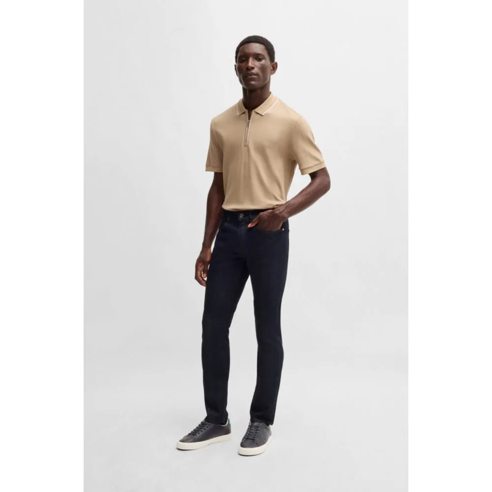 Faux-leather trainers with plain and grained textures