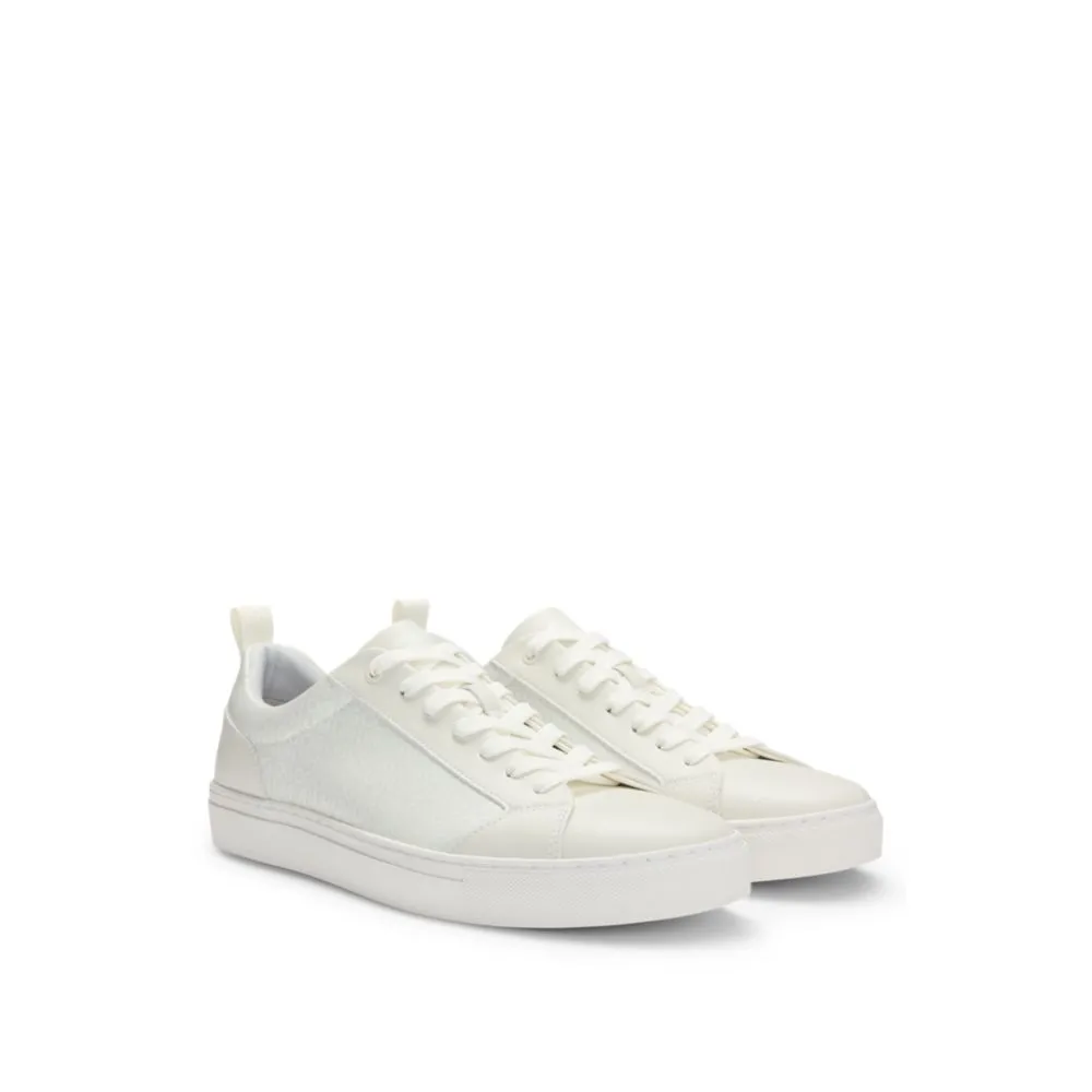 Faux-leather trainers with tonal monograms