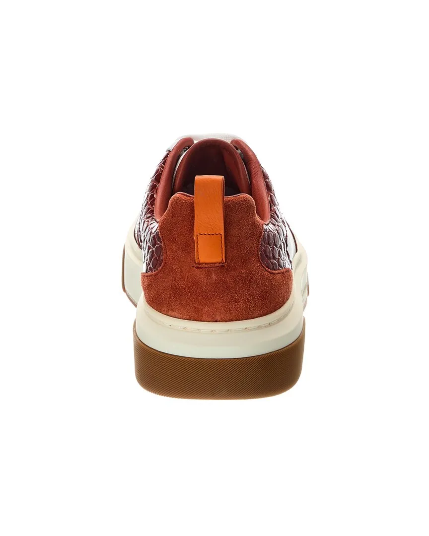Ferragamo Cassina Croc-Embossed Leather Sandal