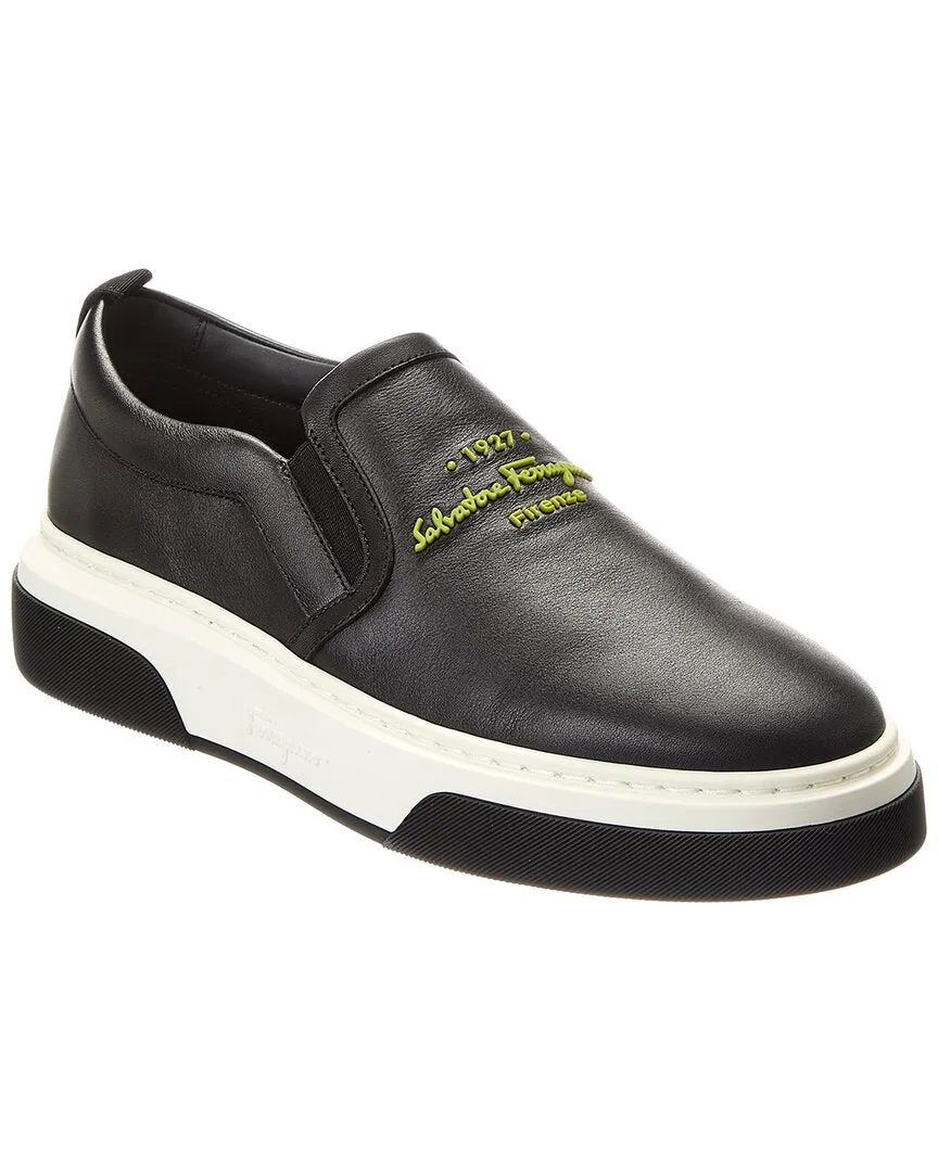 Ferragamo Cassina Saddle Leather Sneaker