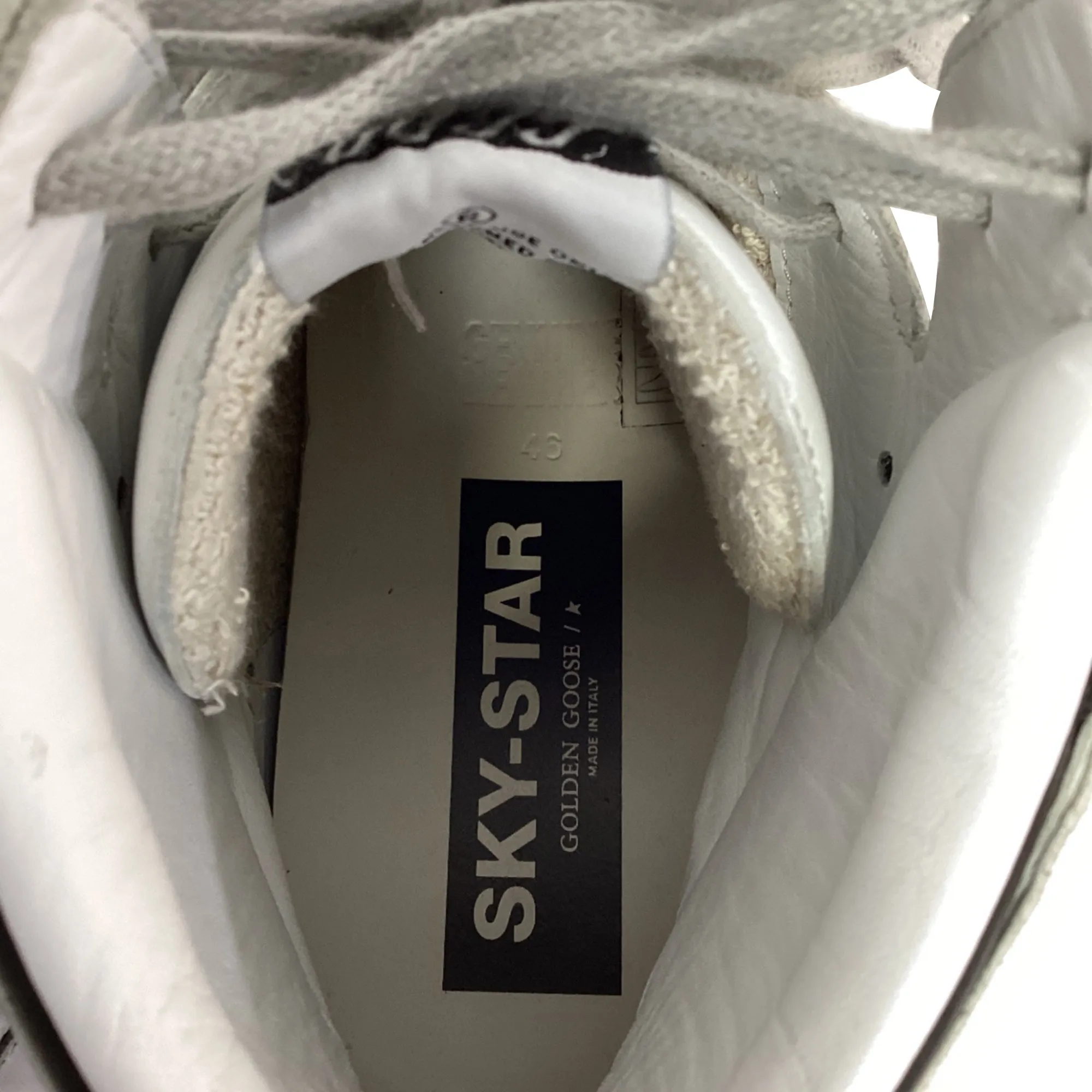 Golden Goose Sky-Star High-Top Sneakers in White Leather