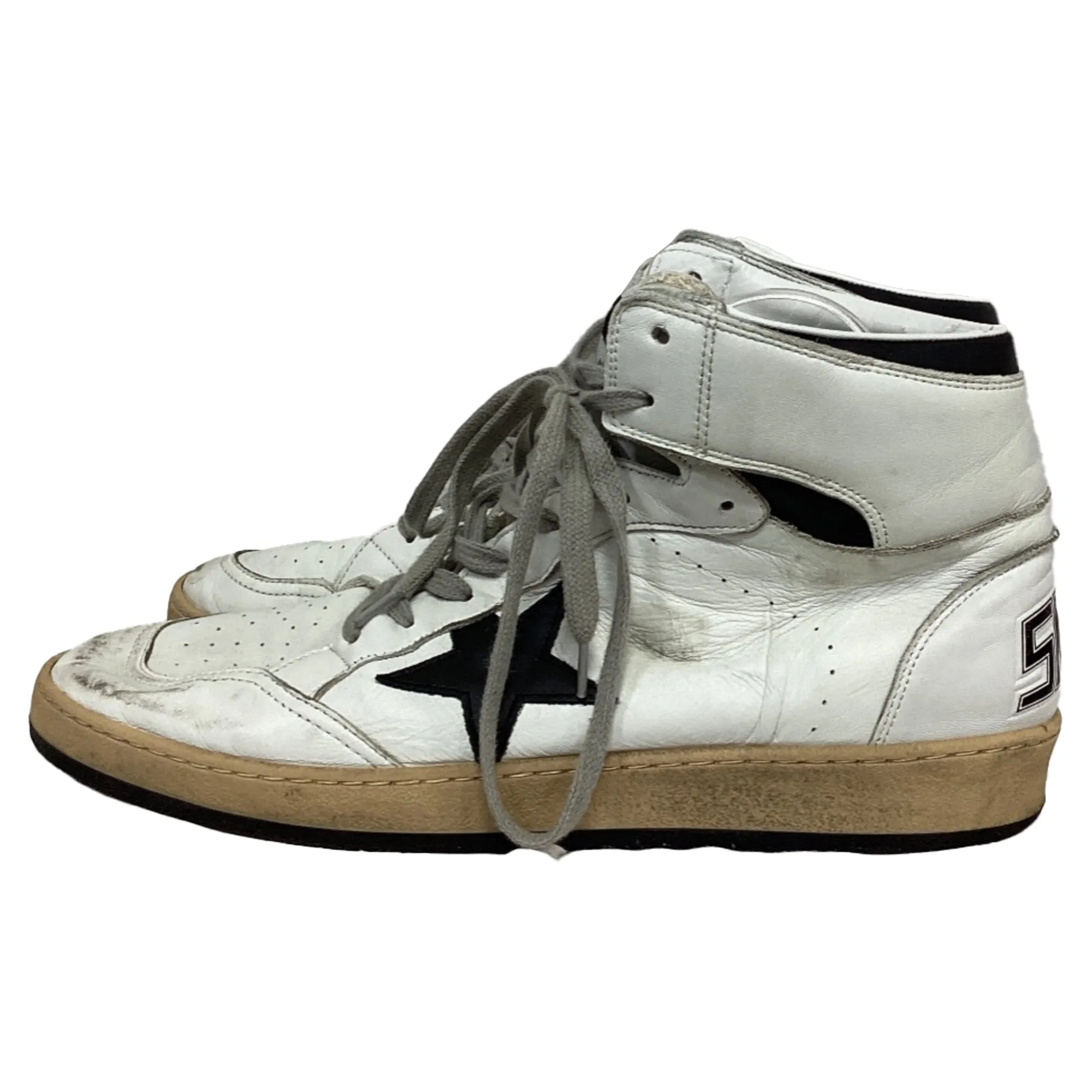 Golden Goose Sky-Star High-Top Sneakers in White Leather