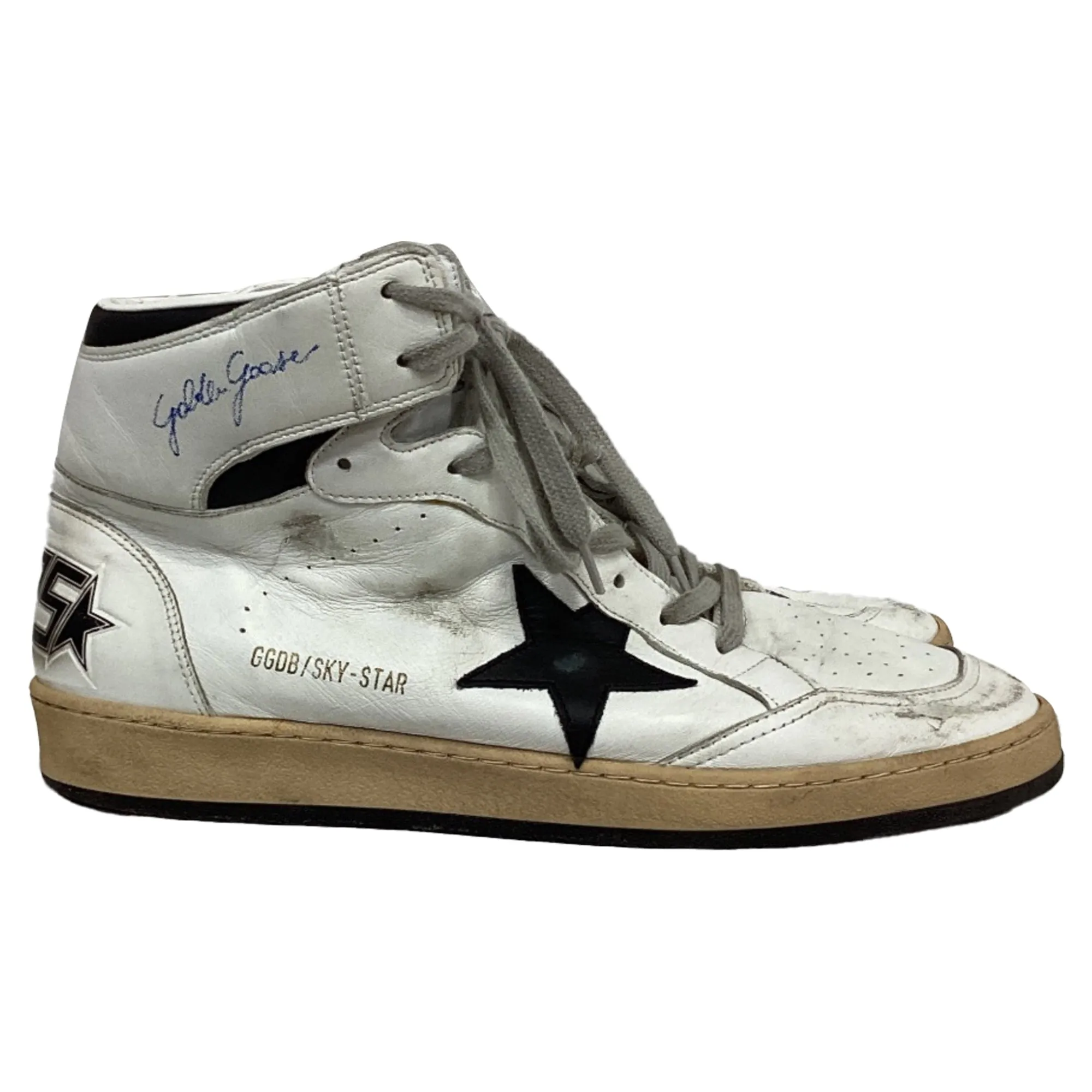Golden Goose Sky-Star High-Top Sneakers in White Leather