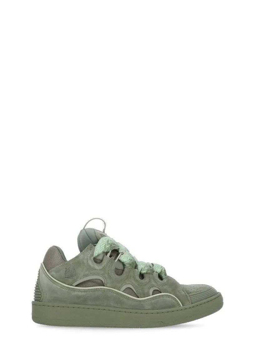 Green Cotton Curb Sneakers