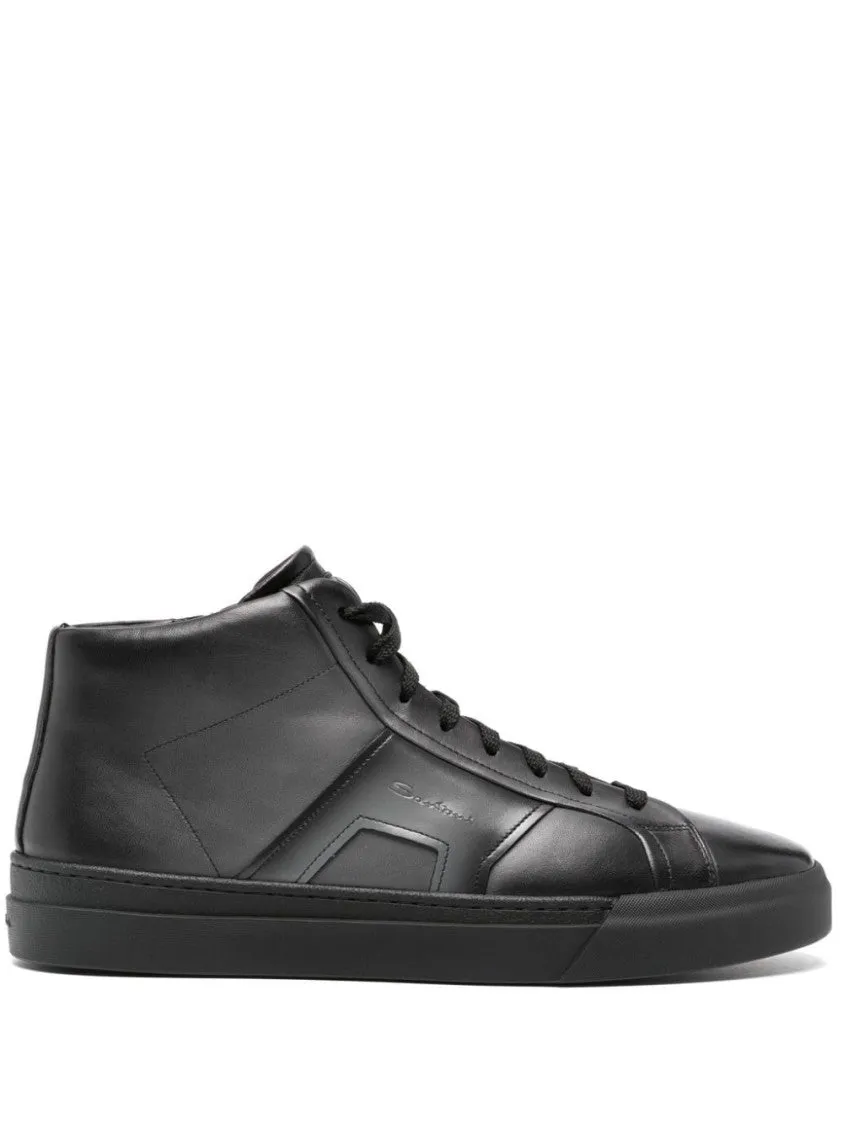 Grey Calf Leather Sneaker With Logo