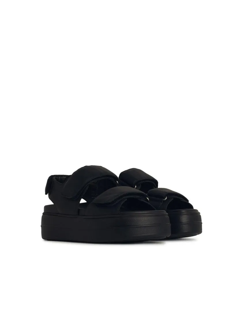 H680' Black Leather Sandals