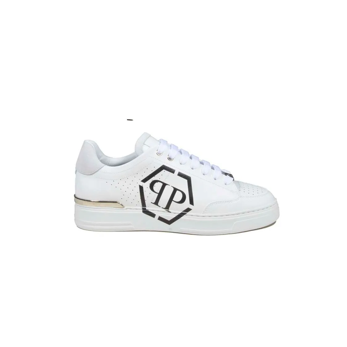 Hexagon Lo-Top Sneakers In White Leather