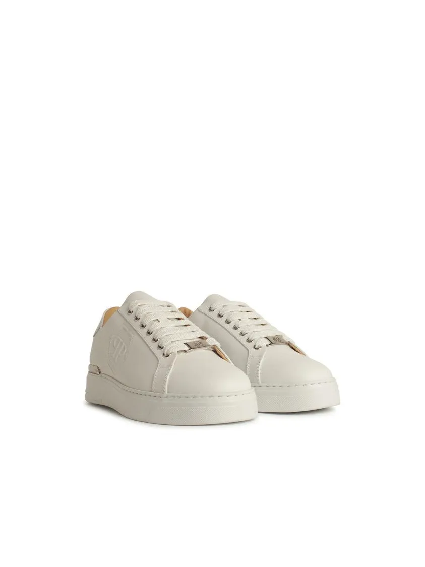 Hexagon White Leather Sneakers